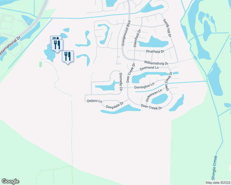 map of restaurants, bars, coffee shops, grocery stores, and more near 5810 Donnelly Circle in Orlando