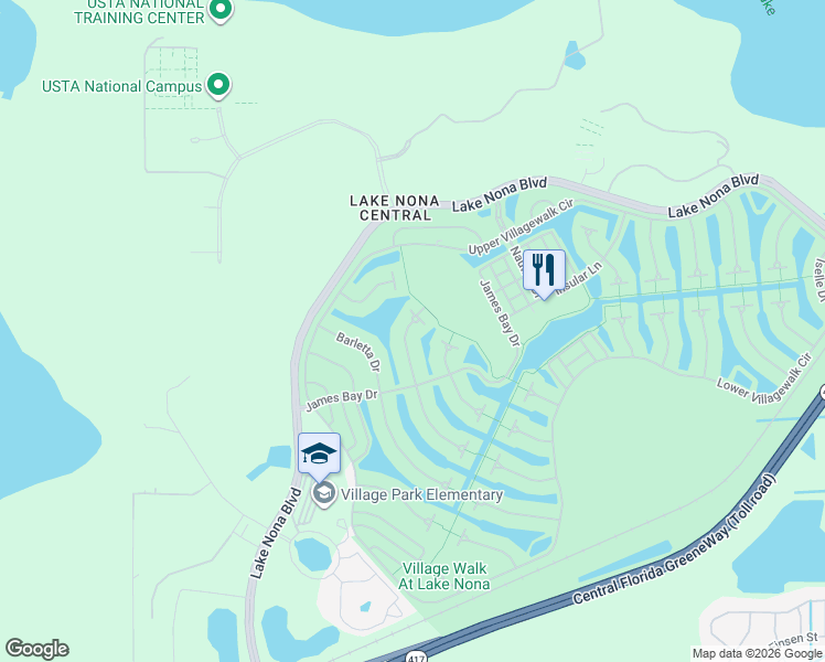 map of restaurants, bars, coffee shops, grocery stores, and more near 11827 Aurelio Lane in Orlando
