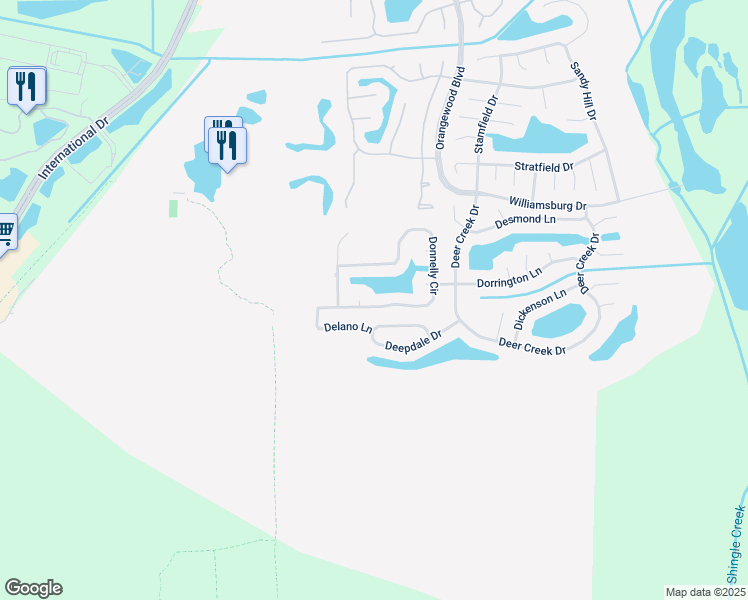 map of restaurants, bars, coffee shops, grocery stores, and more near 5846 Donnelly Circle in Orlando