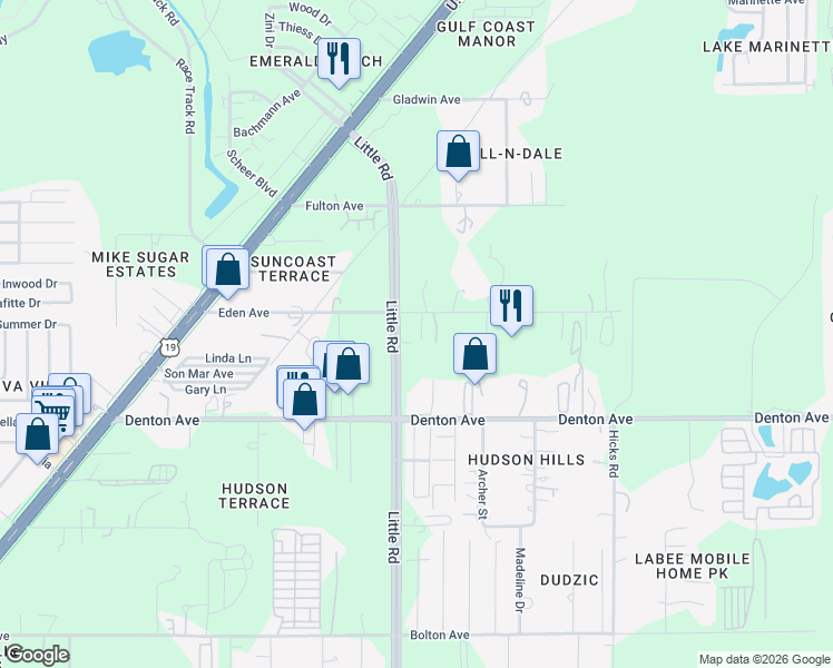 map of restaurants, bars, coffee shops, grocery stores, and more near 9514 Eden Avenue in Hudson
