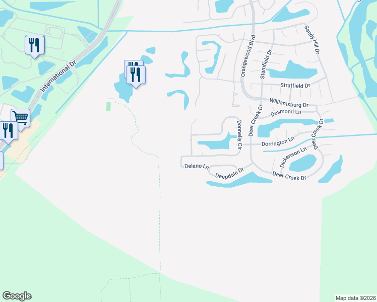 map of restaurants, bars, coffee shops, grocery stores, and more near 5936 Donnelly Circle in Orlando
