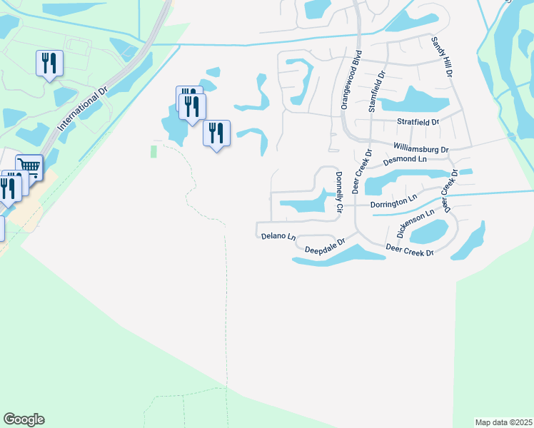 map of restaurants, bars, coffee shops, grocery stores, and more near 5936 Donnelly Circle in Orlando