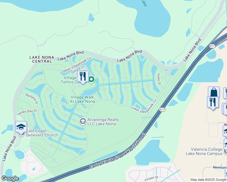map of restaurants, bars, coffee shops, grocery stores, and more near 11940 Modena Lane in Orlando