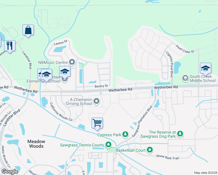map of restaurants, bars, coffee shops, grocery stores, and more near 11646 Bentry Street in Orlando