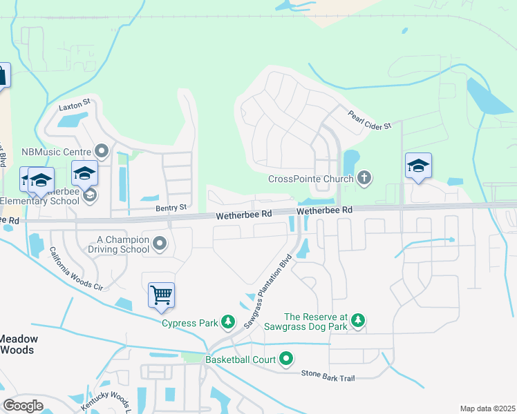 map of restaurants, bars, coffee shops, grocery stores, and more near 2493 Sedge Grass Way in Orlando
