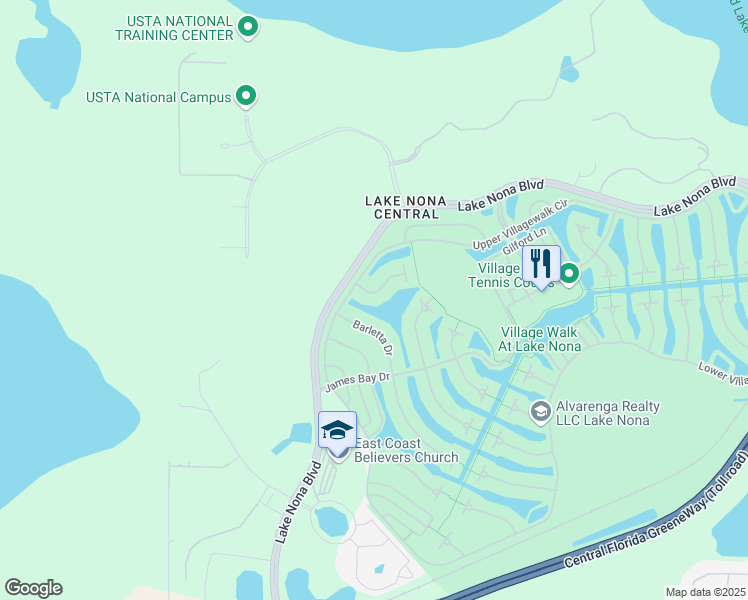 map of restaurants, bars, coffee shops, grocery stores, and more near 7948 Esta Lane in Orlando