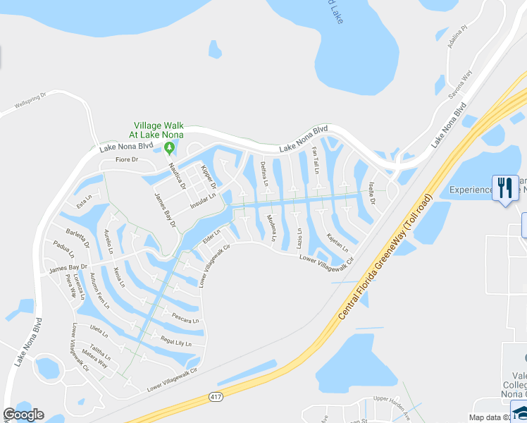 map of restaurants, bars, coffee shops, grocery stores, and more near 11940 Modena Lane in Orlando