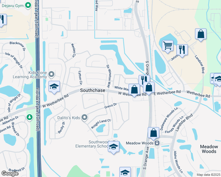 map of restaurants, bars, coffee shops, grocery stores, and more near 362 White Marsh Circle in Orlando