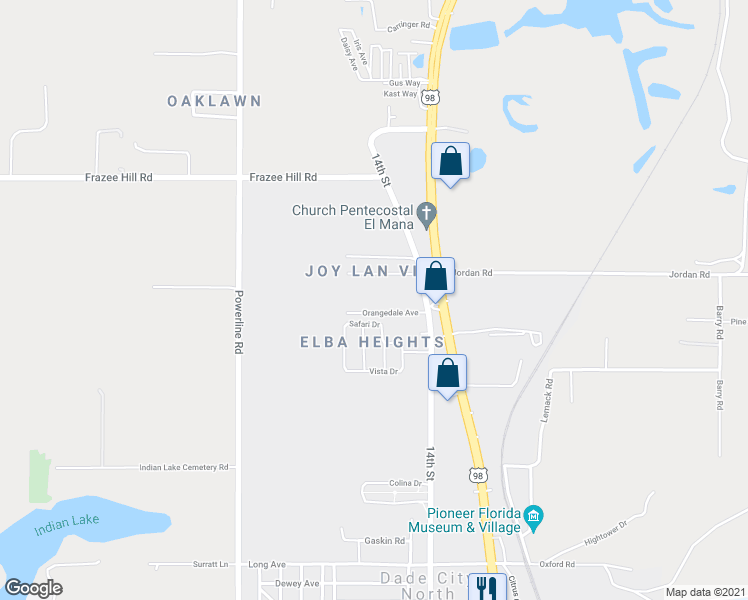 map of restaurants, bars, coffee shops, grocery stores, and more near 37325 Orangedale Ave in Dade City
