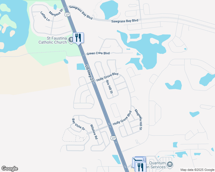 map of restaurants, bars, coffee shops, grocery stores, and more near 3201 Ibis Hill Street in Clermont