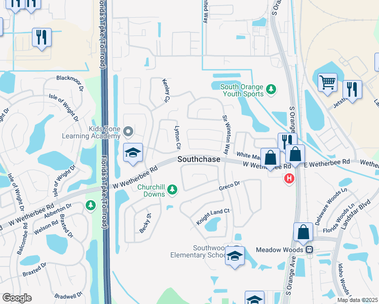 map of restaurants, bars, coffee shops, grocery stores, and more near in Southchase