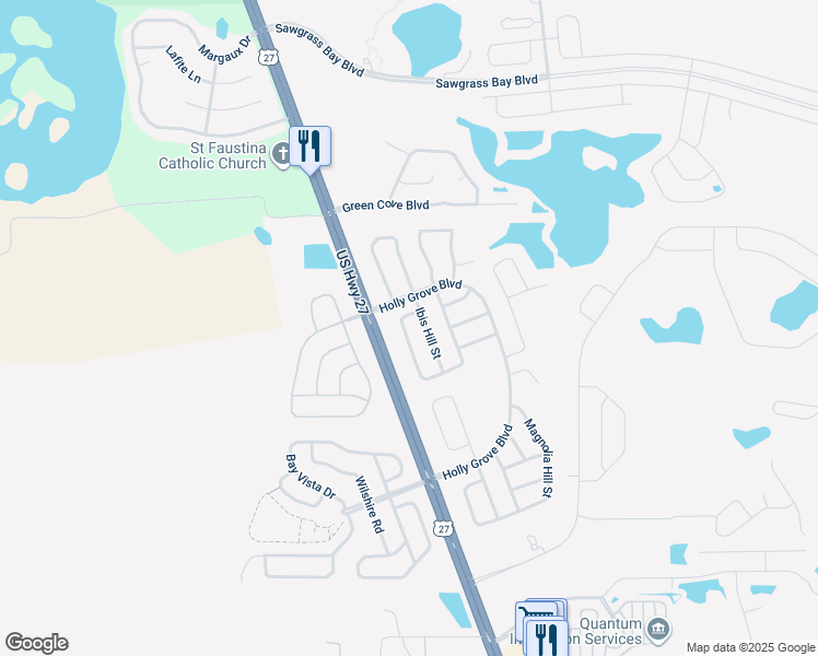 map of restaurants, bars, coffee shops, grocery stores, and more near 3201 Ibis Hill Street in Clermont