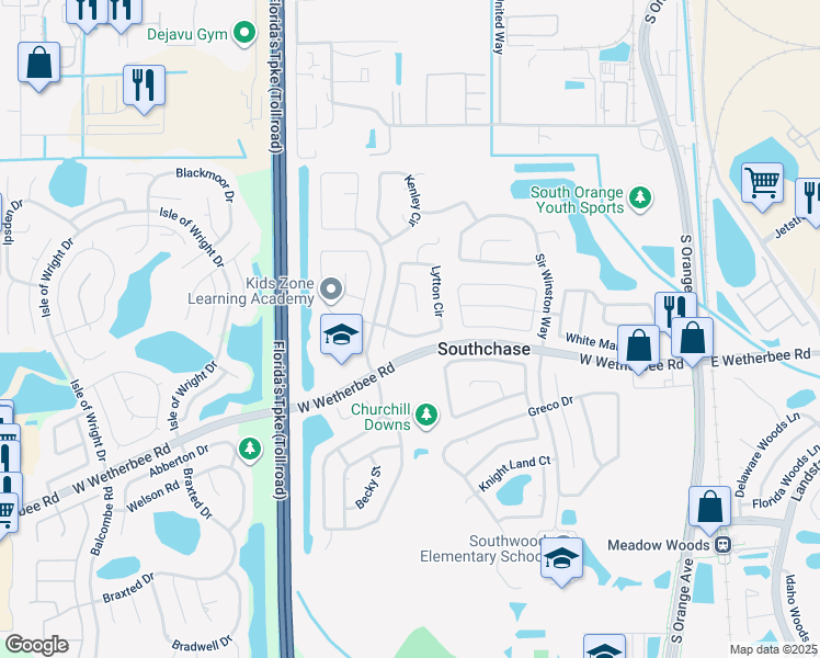 map of restaurants, bars, coffee shops, grocery stores, and more near 11801 Crockett Court in Orlando