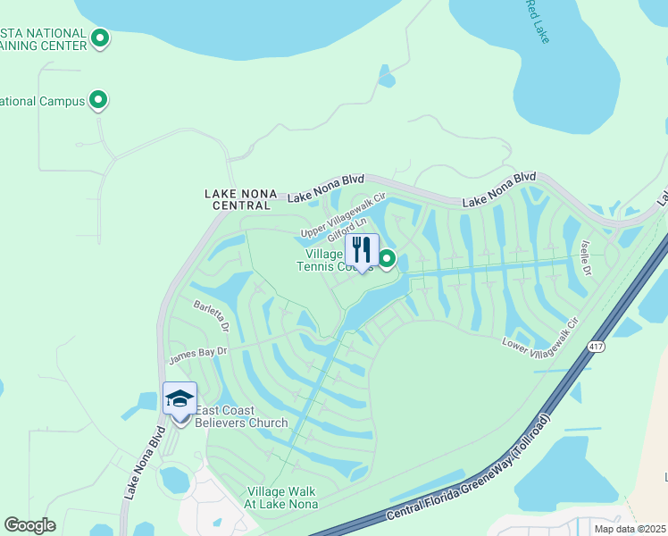 map of restaurants, bars, coffee shops, grocery stores, and more near 8430 Leatherleaf Lane in Orlando