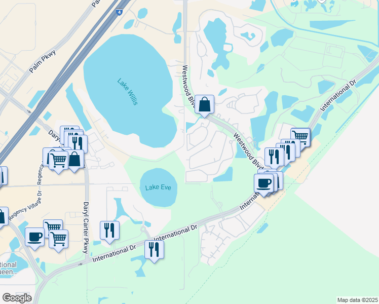 map of restaurants, bars, coffee shops, grocery stores, and more near 11088 Grande Pines Circle in Orlando