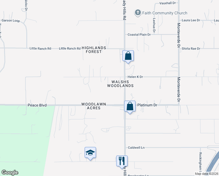 map of restaurants, bars, coffee shops, grocery stores, and more near 15826 Helen K Drive in Spring Hill