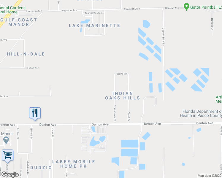 map of restaurants, bars, coffee shops, grocery stores, and more near 16303 Tomahawk Street in Hudson
