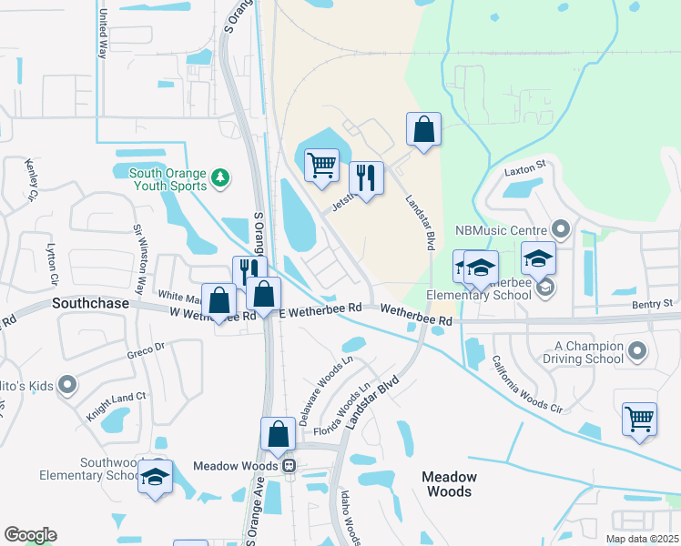 map of restaurants, bars, coffee shops, grocery stores, and more near 10797 Corsican Street in Orlando