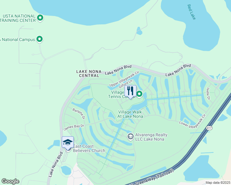 map of restaurants, bars, coffee shops, grocery stores, and more near 11835 James Bay Drive in Orlando