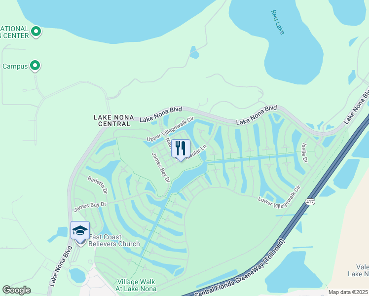 map of restaurants, bars, coffee shops, grocery stores, and more near 8562 Leatherleaf Lane in Orlando