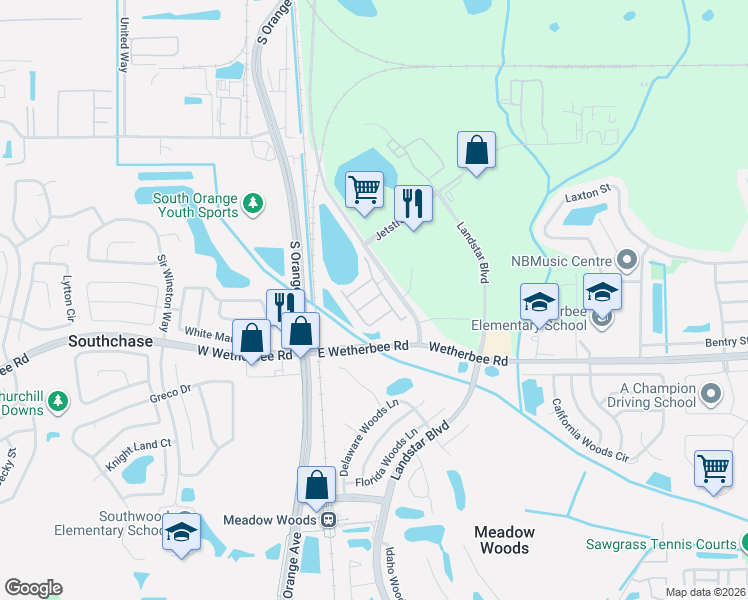 map of restaurants, bars, coffee shops, grocery stores, and more near 10797 Corsican Street in Orlando