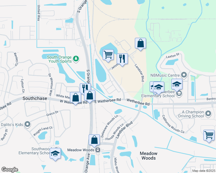 map of restaurants, bars, coffee shops, grocery stores, and more near 10797 Corsican Street in Orlando