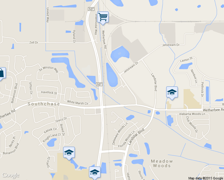 map of restaurants, bars, coffee shops, grocery stores, and more near 202 Artisan Street in Orlando