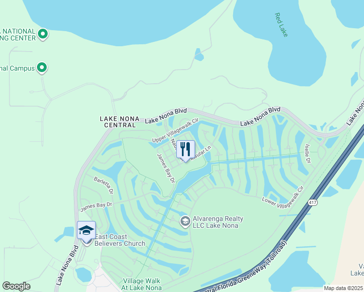 map of restaurants, bars, coffee shops, grocery stores, and more near 11865 Nautica Drive in Orlando
