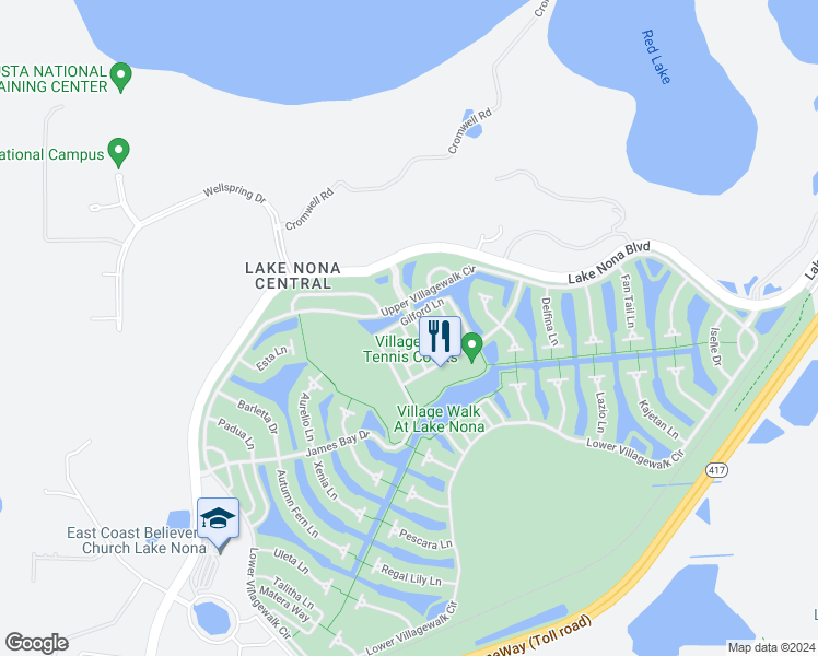 map of restaurants, bars, coffee shops, grocery stores, and more near 11830 Nautica Drive in Orlando