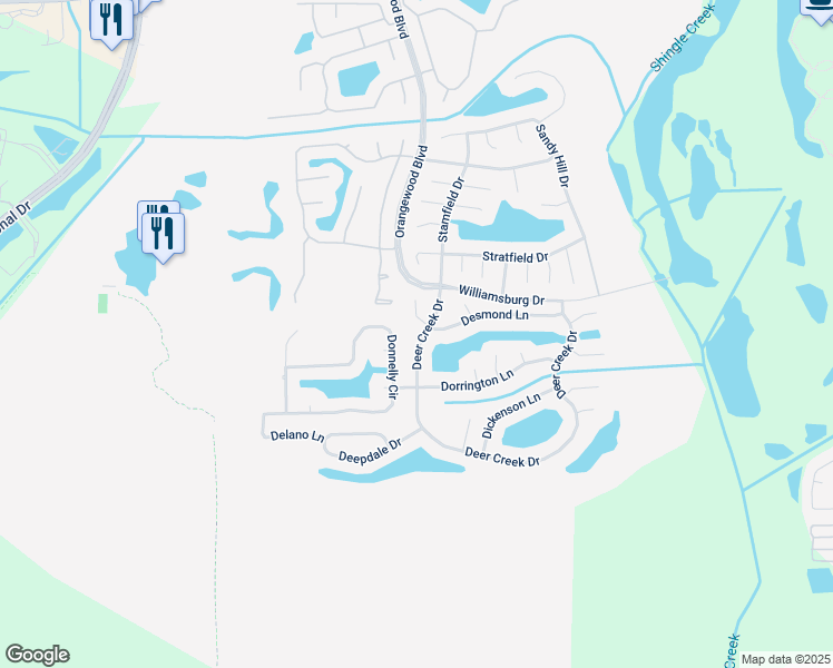 map of restaurants, bars, coffee shops, grocery stores, and more near 5560 Deer Creek Drive in Orlando