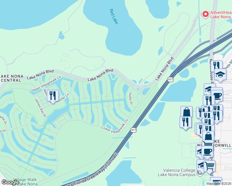 map of restaurants, bars, coffee shops, grocery stores, and more near 11922 Gennaro Ln in Orlando