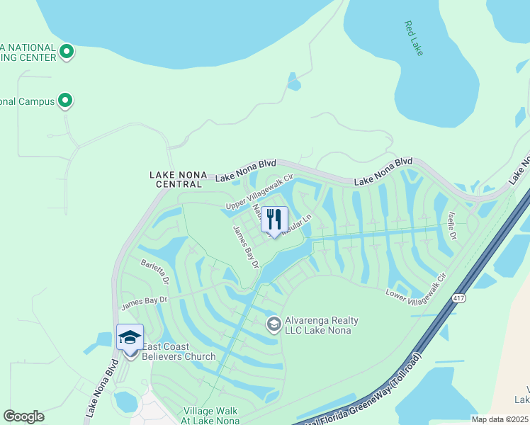map of restaurants, bars, coffee shops, grocery stores, and more near 11865 Nautica Drive in Orlando