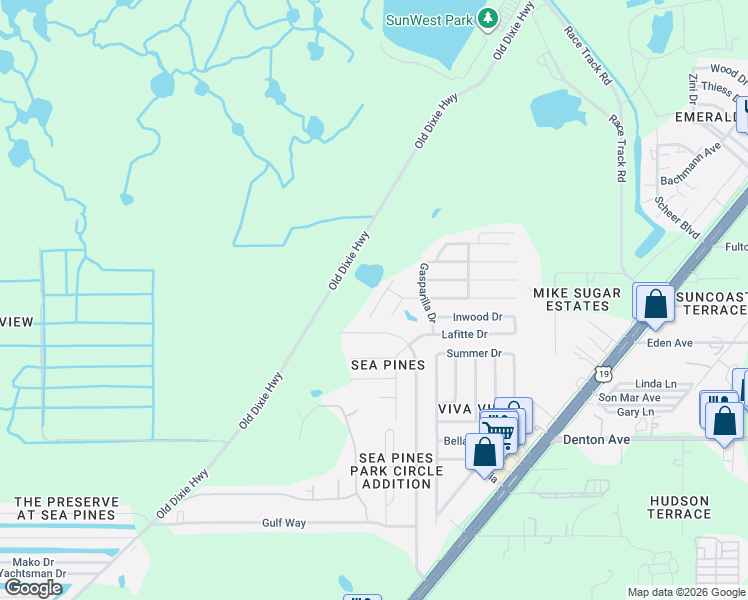 map of restaurants, bars, coffee shops, grocery stores, and more near 16329 Caribbean Court in Hudson