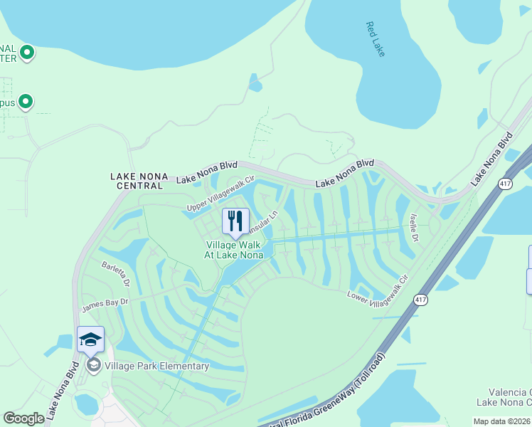 map of restaurants, bars, coffee shops, grocery stores, and more near 11876 Batello Drive in Orlando