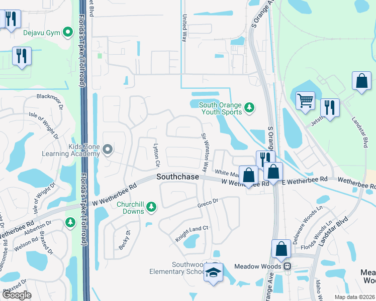 map of restaurants, bars, coffee shops, grocery stores, and more near 11924 Hatcher Circle in Orlando