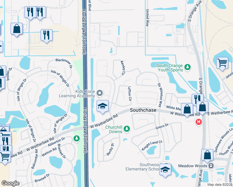 map of restaurants, bars, coffee shops, grocery stores, and more near 230 Lytton Circle in Orlando