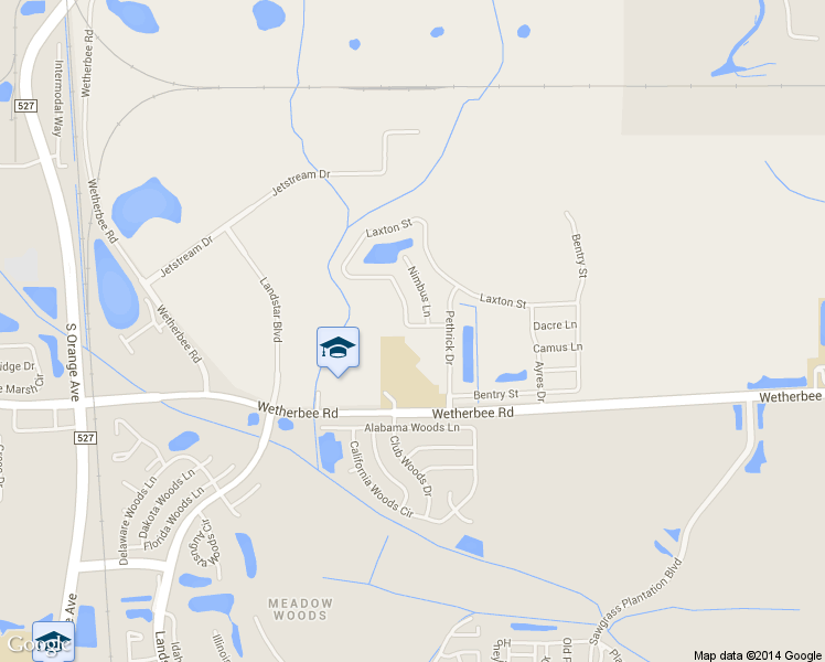 map of restaurants, bars, coffee shops, grocery stores, and more near 10131 Laxton Street in Orlando