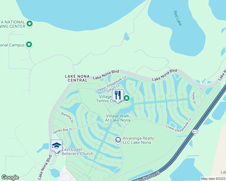 map of restaurants, bars, coffee shops, grocery stores, and more near 11833 Nautica Drive in Orlando