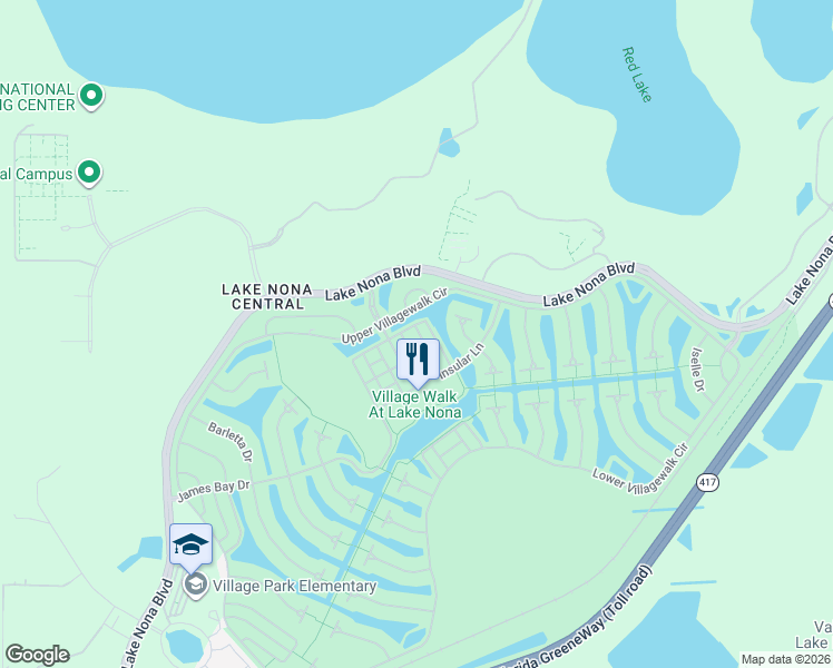 map of restaurants, bars, coffee shops, grocery stores, and more near 8582 Gilford Lane in Orlando