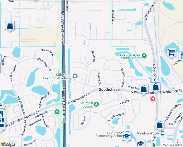 map of restaurants, bars, coffee shops, grocery stores, and more near 230 Lytton Circle in Orlando