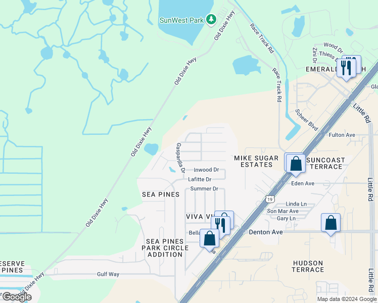map of restaurants, bars, coffee shops, grocery stores, and more near 8516 Jolly Roger Drive in Hudson