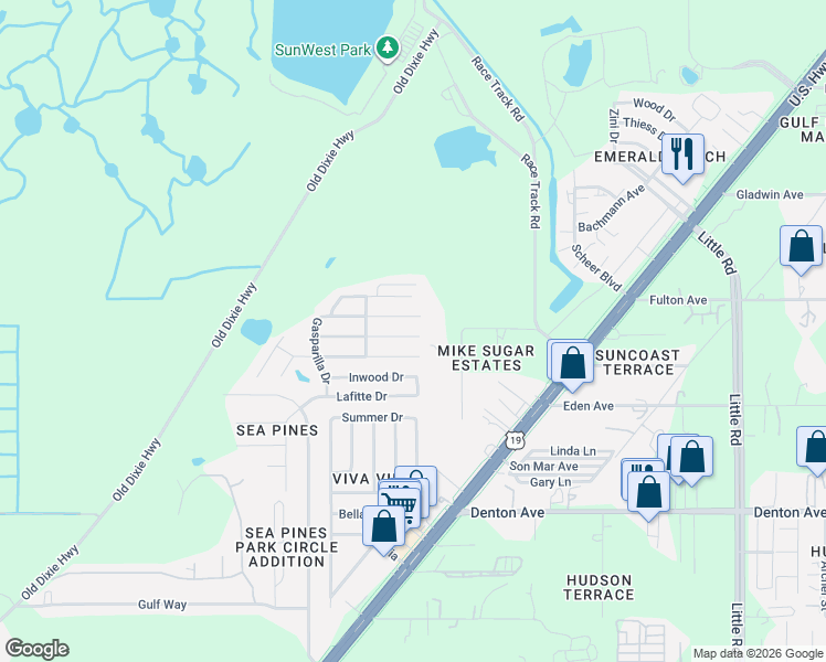 map of restaurants, bars, coffee shops, grocery stores, and more near 8701 Indies Drive in Hudson