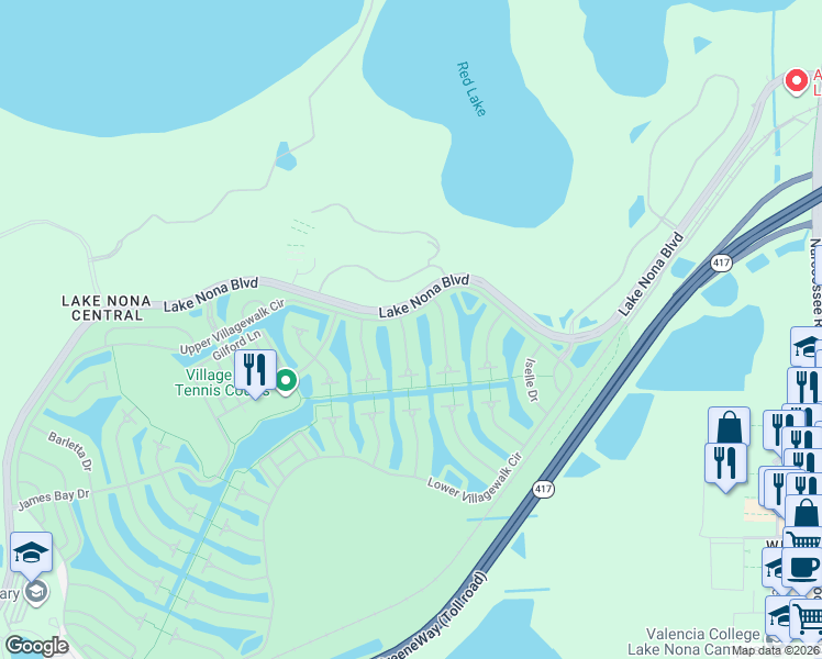 map of restaurants, bars, coffee shops, grocery stores, and more near 11712 Eagle Ray Lane in Orlando
