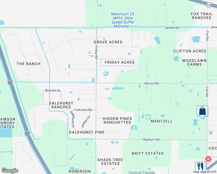 map of restaurants, bars, coffee shops, grocery stores, and more near 4661 Rector Road in Cocoa