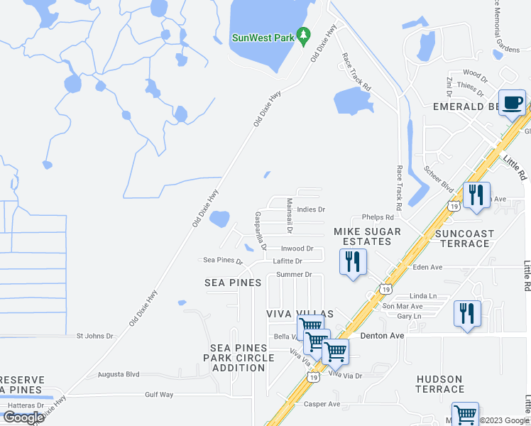 map of restaurants, bars, coffee shops, grocery stores, and more near 8504 Indies Drive in Hudson