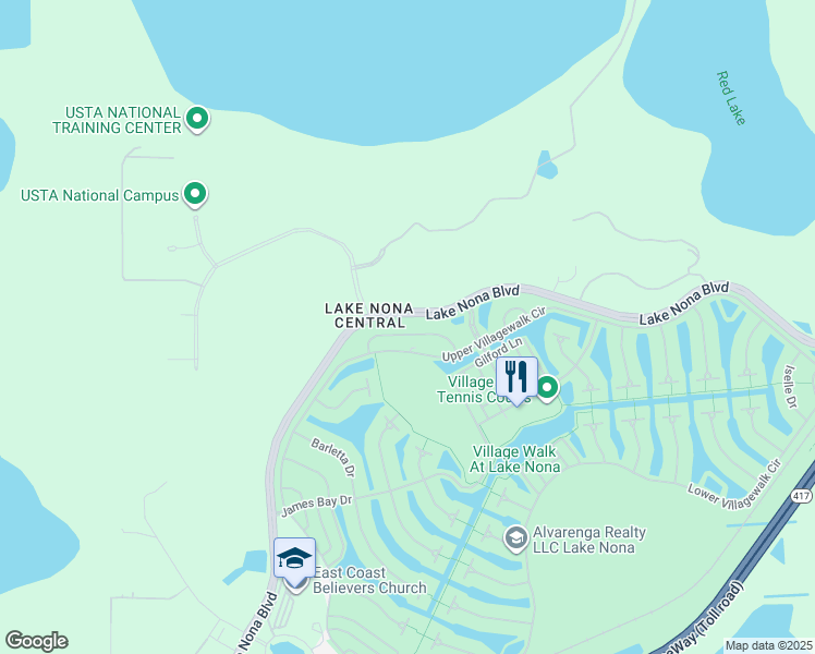 map of restaurants, bars, coffee shops, grocery stores, and more near 11916 Fiore Drive in Orlando