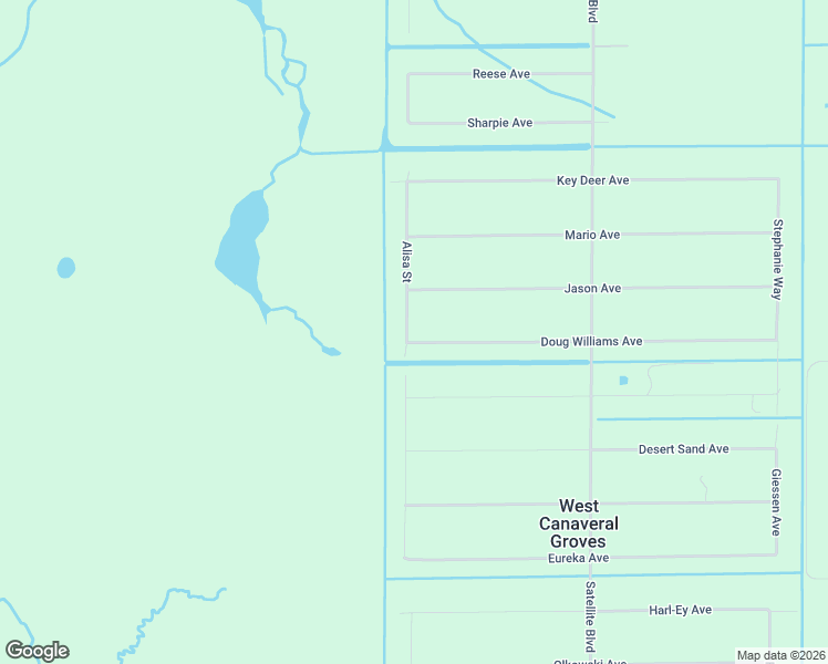 map of restaurants, bars, coffee shops, grocery stores, and more near Alisa Street in Cocoa
