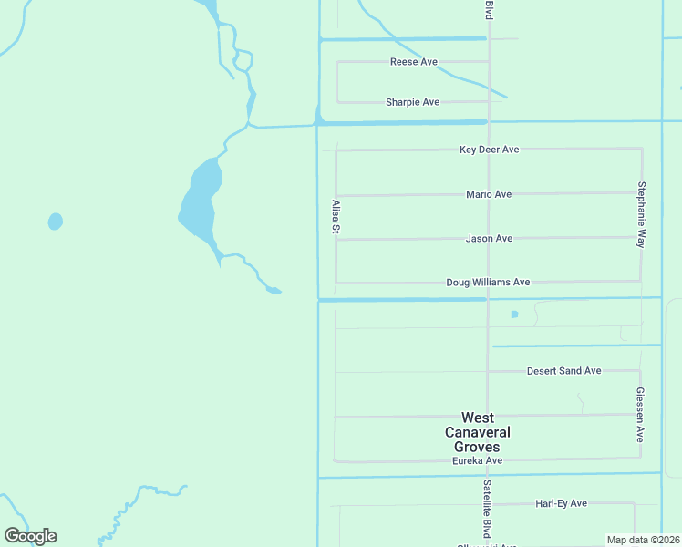 map of restaurants, bars, coffee shops, grocery stores, and more near Alisa Street in Cocoa
