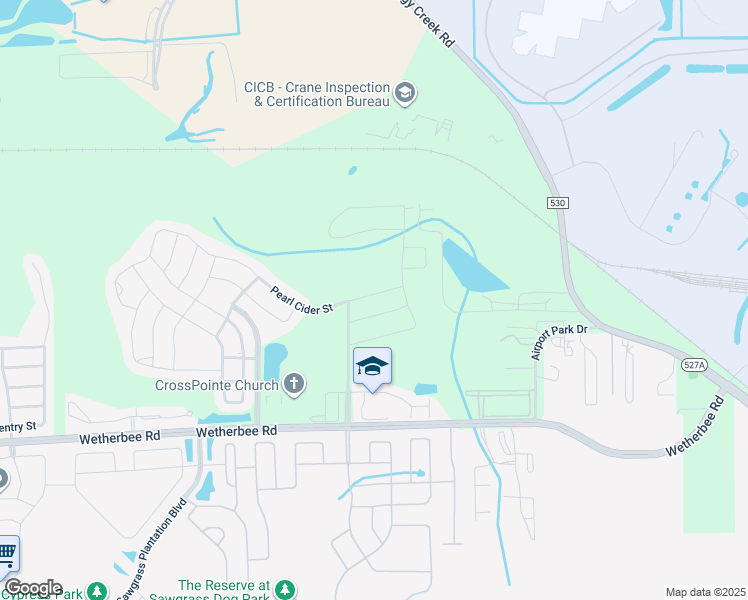 map of restaurants, bars, coffee shops, grocery stores, and more near 2550 Pearl Cider Street in Orlando