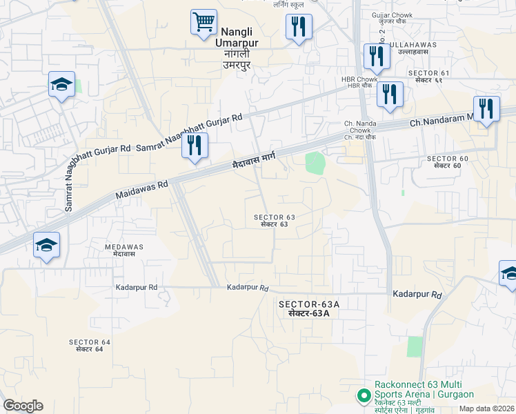 map of restaurants, bars, coffee shops, grocery stores, and more near in Gurugram
